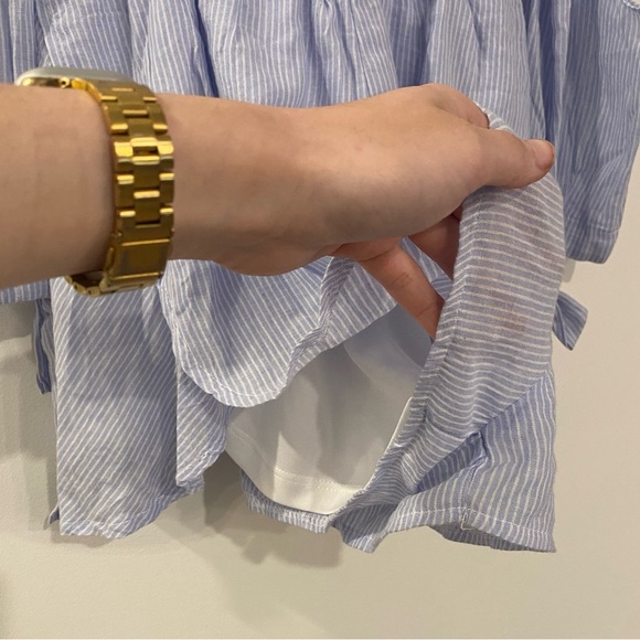 LF Seek The Label Blue & White Open-Shoulder Striped Romper - Picture 6 of 11